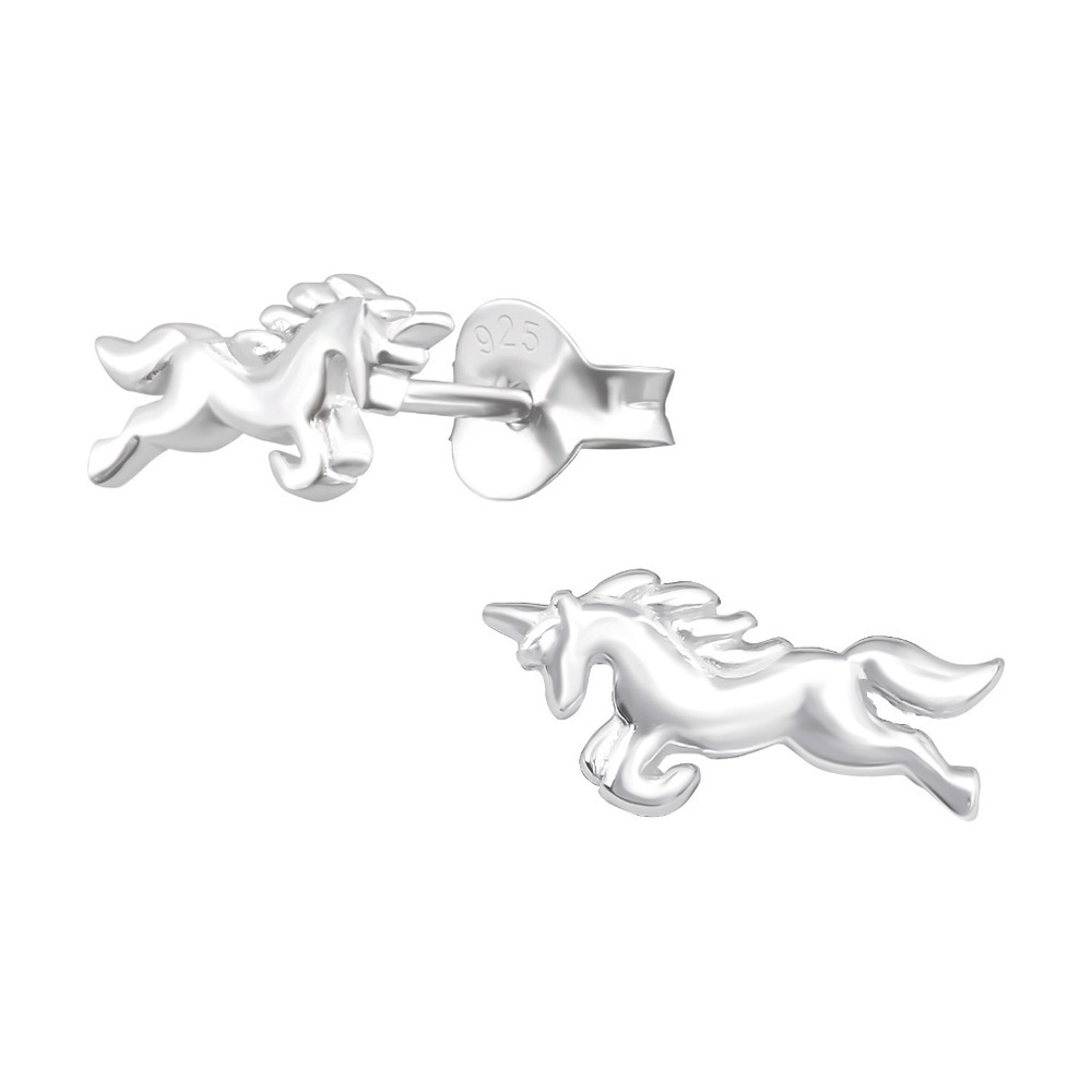 Sterling Silver Unicorn Stud Earrings – Whimsical & Dainty